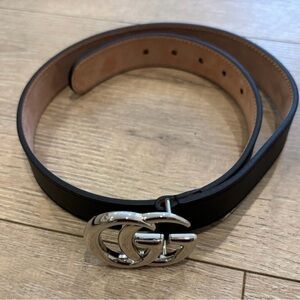 GG Interlocking Logo Black Leather Belt